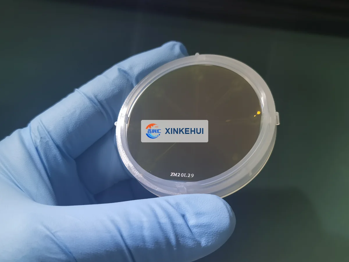 Silicon carbide wafer sample inside a protective carrier